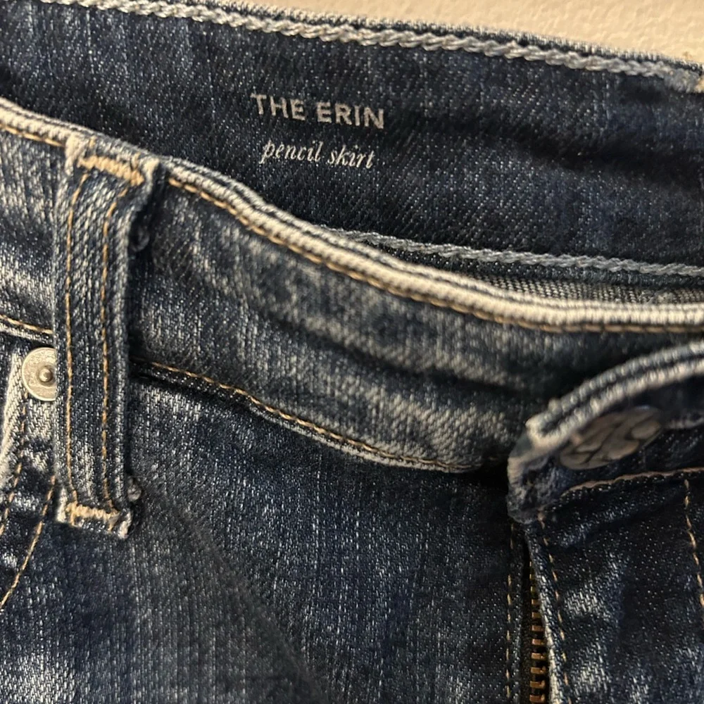AG Adriano Goldschmied The Erin Denim Pencil Skirt Distressed Blue‎ Size 30